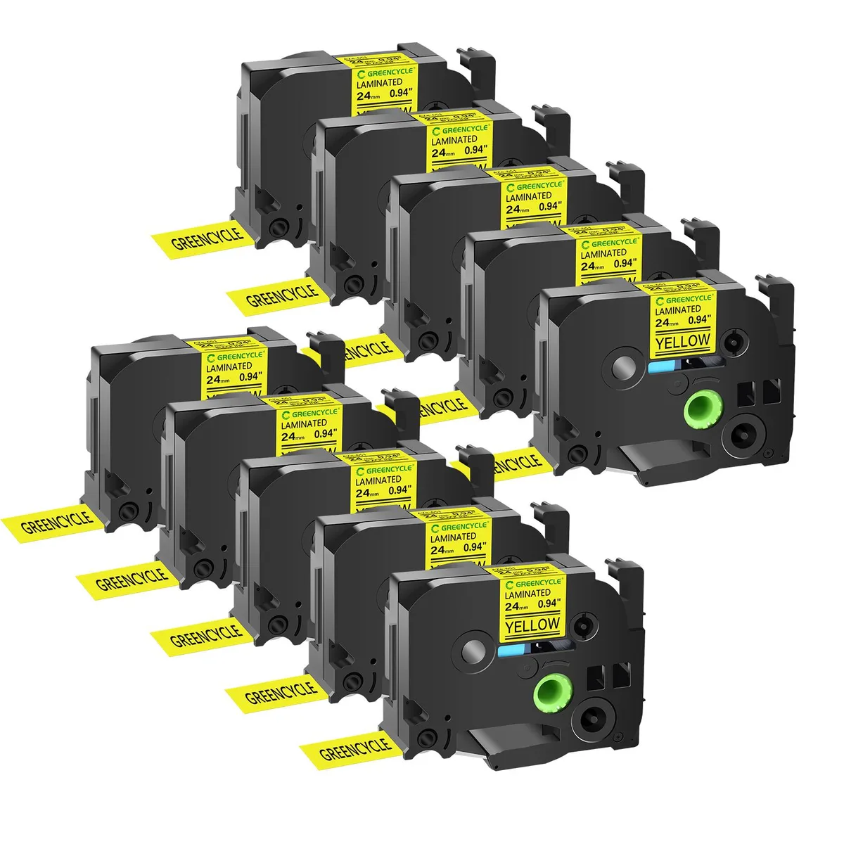 GREENCYCLE GREENCYCLE TZe-651 24mm 0.94 Black on Yellow labelmaker tape 20 pack — product photo