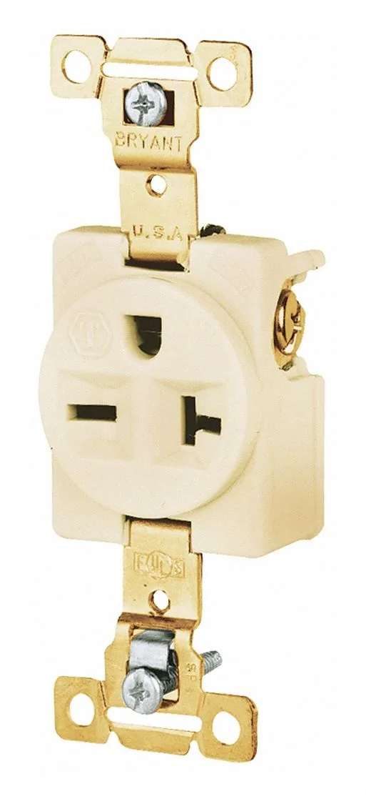 Ivory nylon flush-mount receptacle with screw terminals