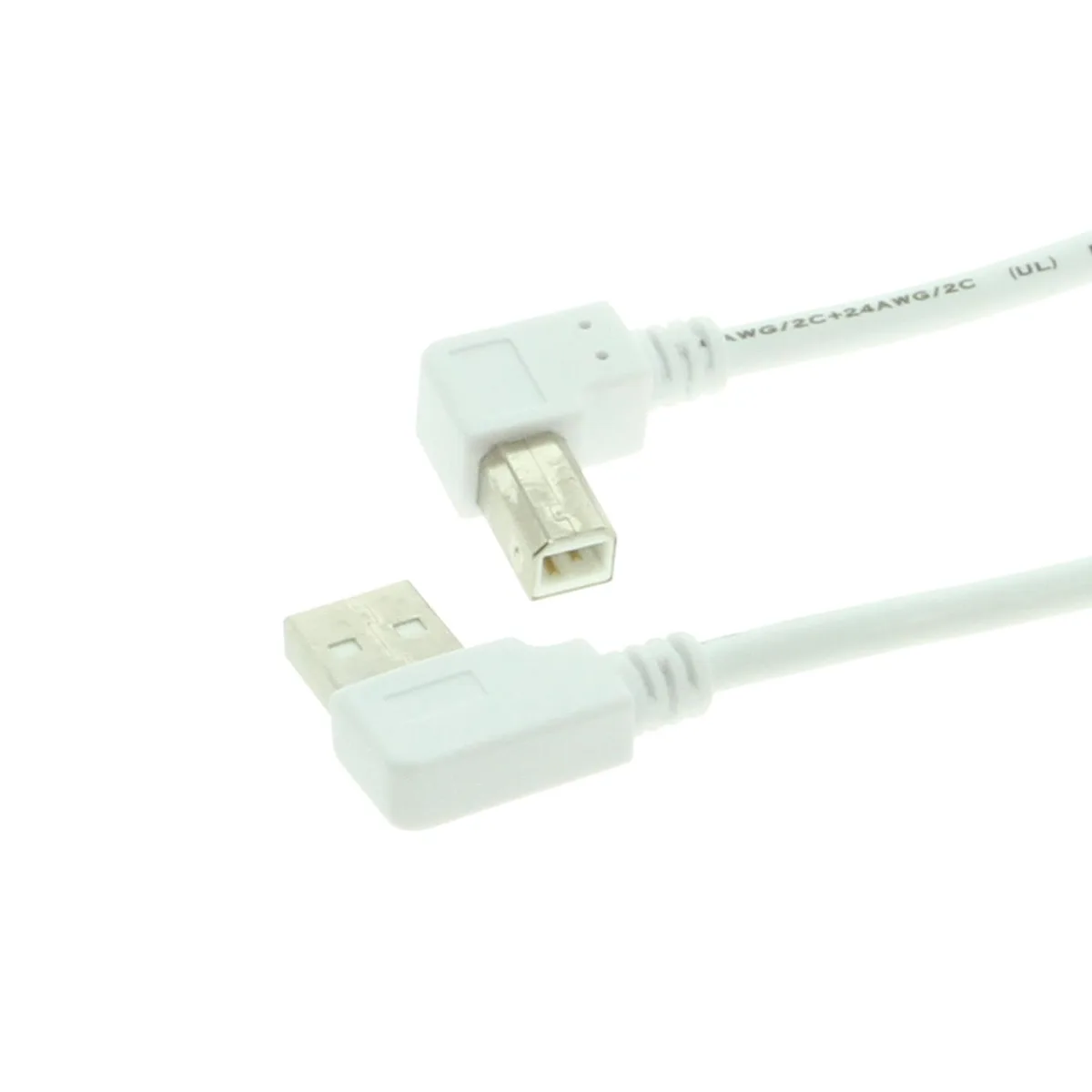 CableMAX CableMAX UC-ARBR1W USB 2.0 Cable A Left Angle to B Left Angle 3ft White — product photo