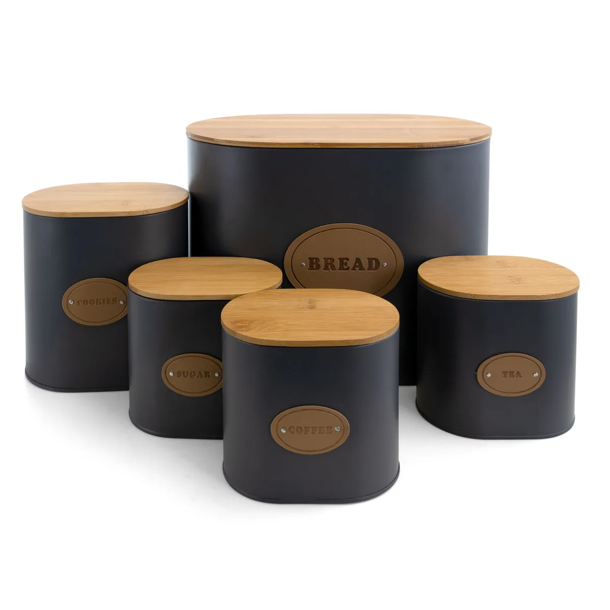 MegaChef MegaChef MG-446 5 Piece Food Storage Canister Set Grey — product photo