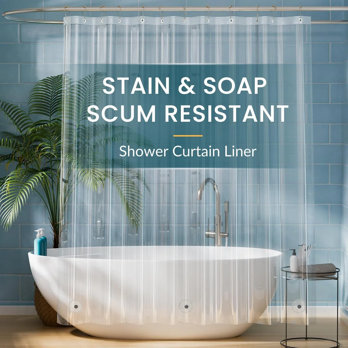  Titanker Clear Shower Curtain Liner 72 x 72 Black — product photo