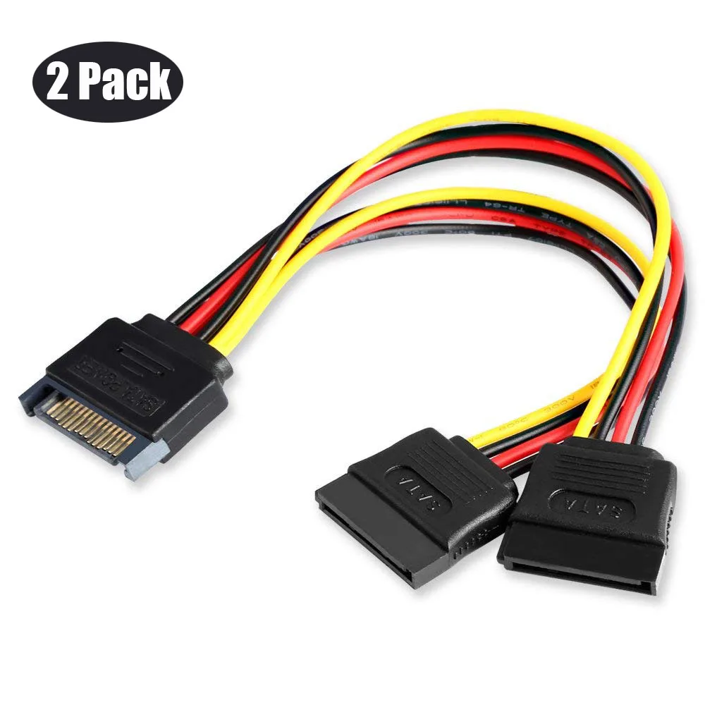 Werleo Werleo SATA Power Splitter Cable 15 Pin Male to 2 Female 20 cm 2 Pack — product photo