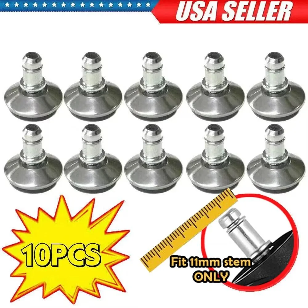 RAYBESTOS UNBRANDED RAYBESTOS UNBRANDED 10PCS Office Chair Low Profile Fixed Stationary Foot Swivel Caster Wheels Silver — product photo