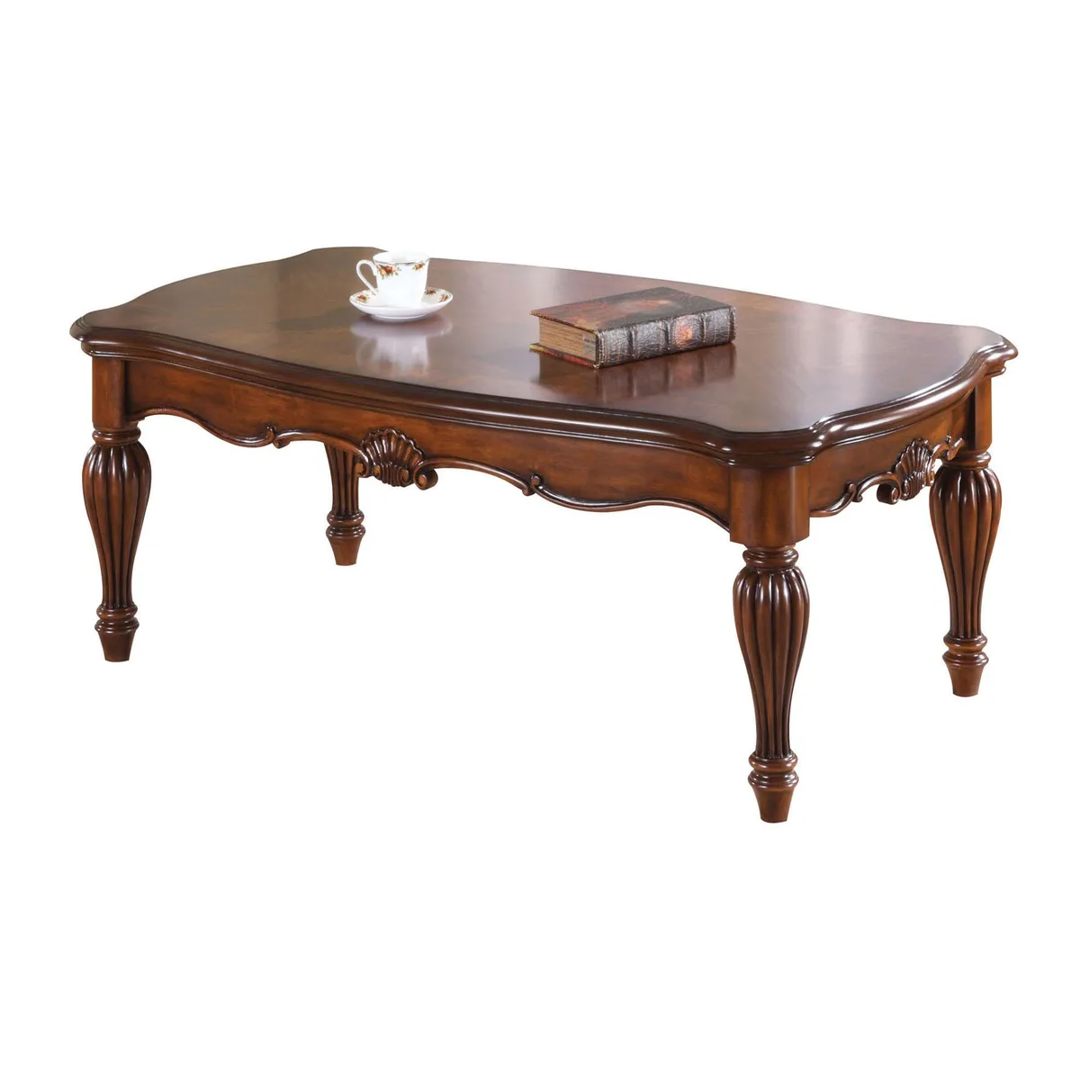 tuphen tuphen Cherry Rectangle Coffee Table with Turned Legs — product photo