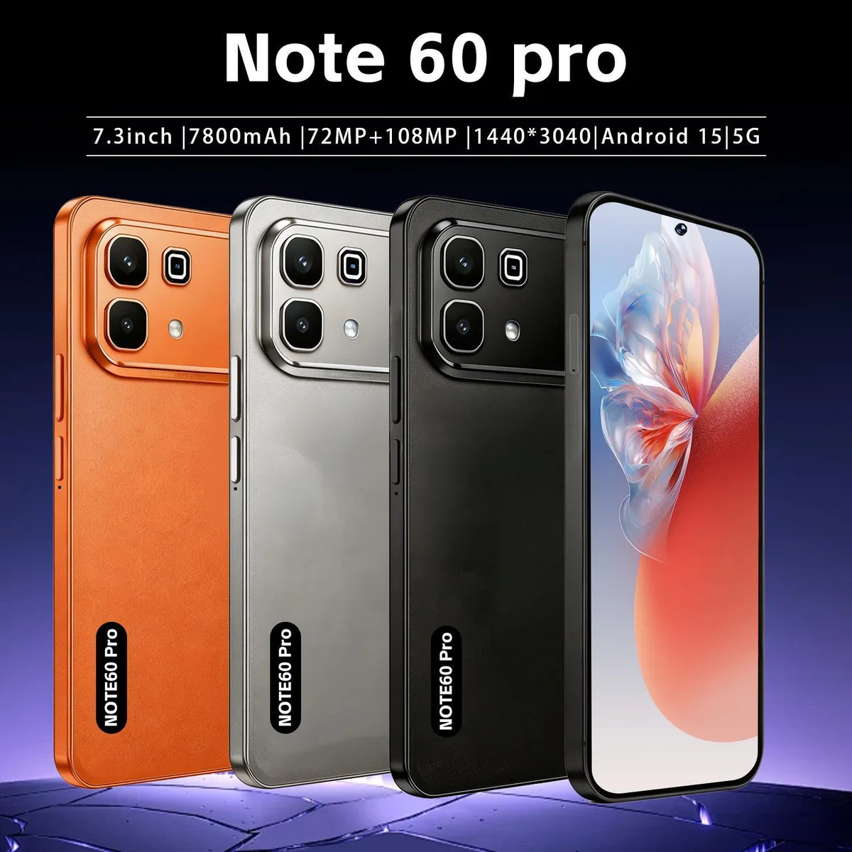 N60 Pro Orange 3GB RAM 16GB Storage 6.6 inch 4000mAh cell phones - unlocked — product photo