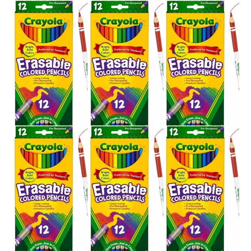 Crayola Crayola CRAYO-BAB-6PK-3 Erasable Colored Pencils 12 ct illustration — product photo