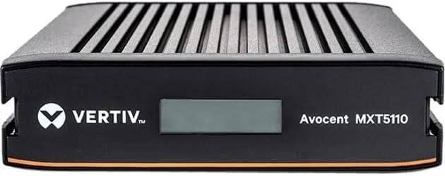 Avocent MXT5110-DVI KVM transmitter unit, matte black metal casing, front ports and status LEDs