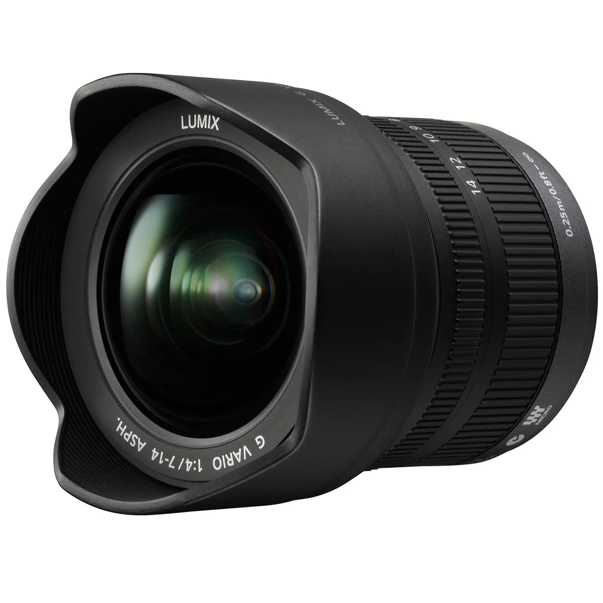 Panasonic Panasonic Lumix G Vario 7-14mm F4.0 ASPH. Micro Four Thirds camera lens H-F007014 USA Black — product photo