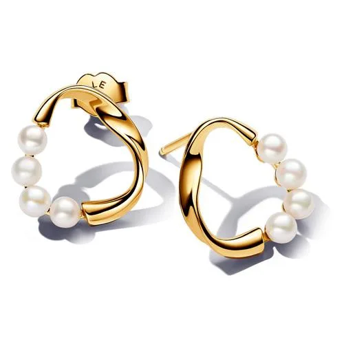 PANDORA PANDORA Organically Shaped Circle Treated Freshwater Cultured Pearls Stud Earrings 14k Gold-Plated — product photo