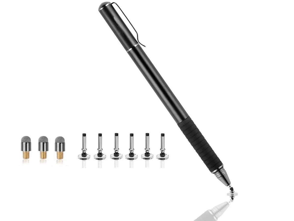 Hotai Hotai 2-in-1 Stylus Black 145mm 6.8mm disc .24mm fiber tip 9 tips — product photo