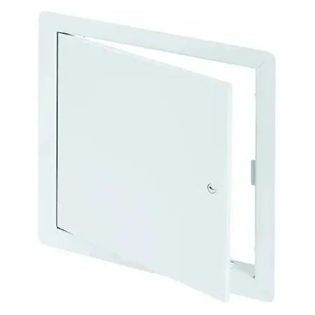 Square steel access door, powder coated white, flush mount with hidden hinges and screwdriver latch