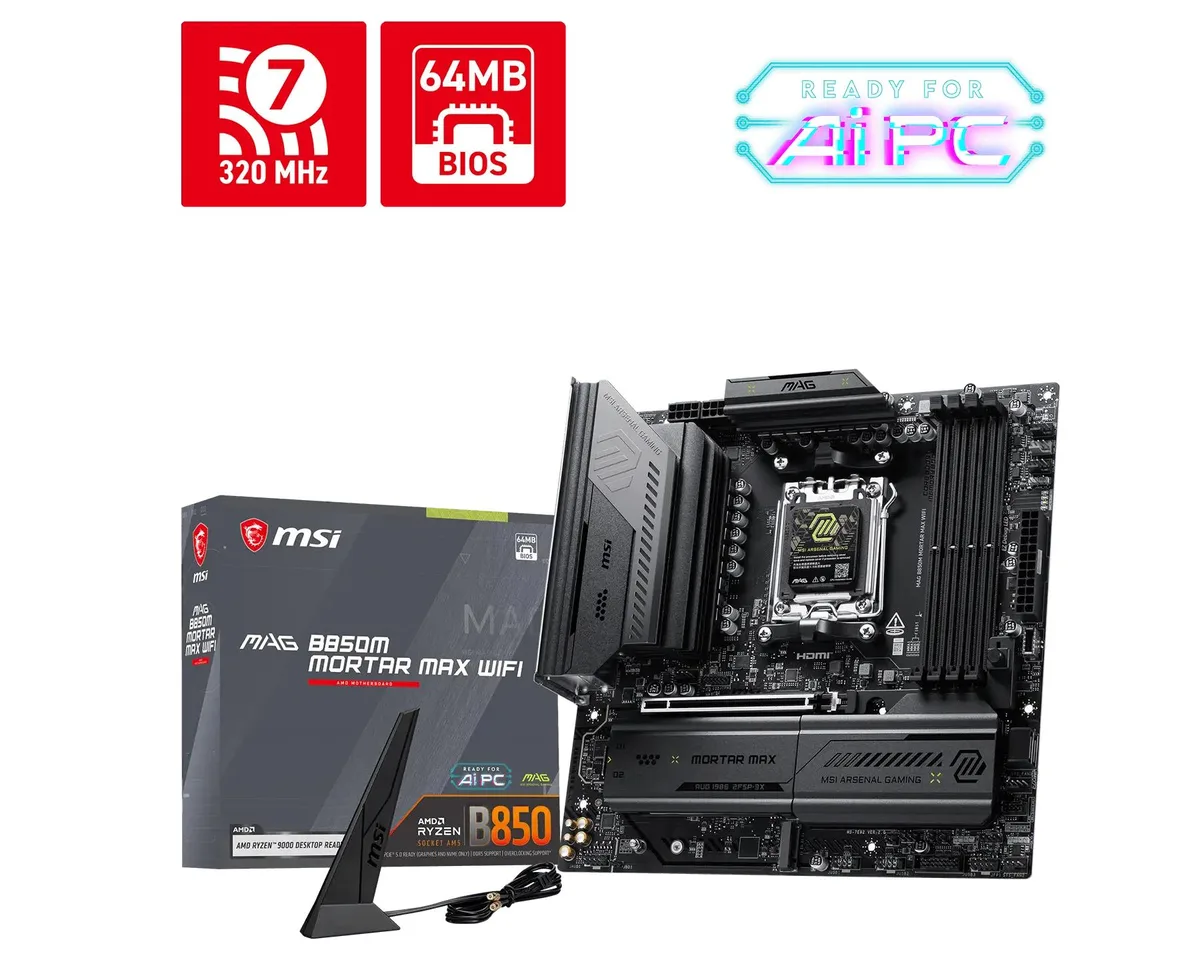 MSI MSI MAG B850M MORTAR MAX WIFI AMD motherboard — product photo