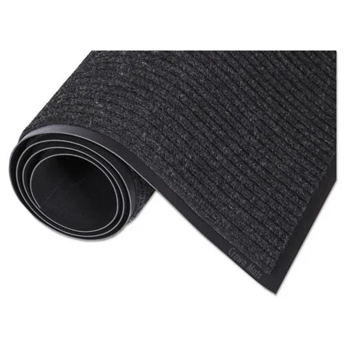 Rectangular charcoal mat with ribbed polypropylene surface and vinyl backing, 48 by 72 inches