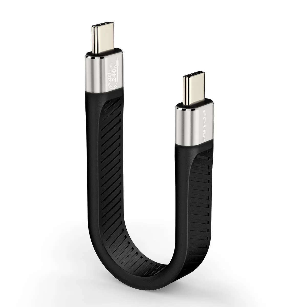 RIITOP RIITOP USB4 cable 5 inch flat black 40 Gbps 240W 8K@60Hz — product photo