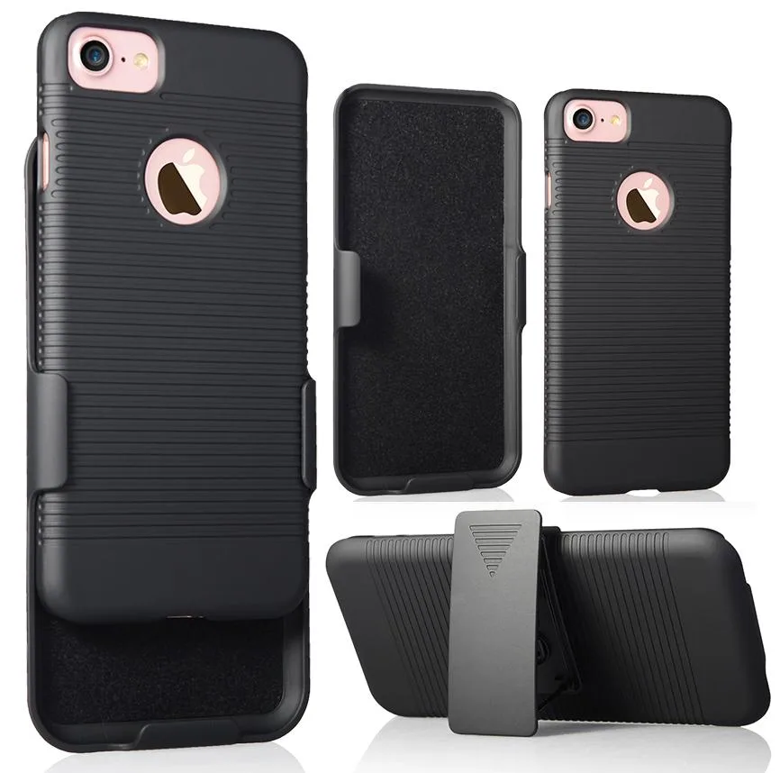 Nakedcellphone Nakedcellphone Case + Holster Combo with Stand Black 13-position clip for iPhone 7/8 — product photo