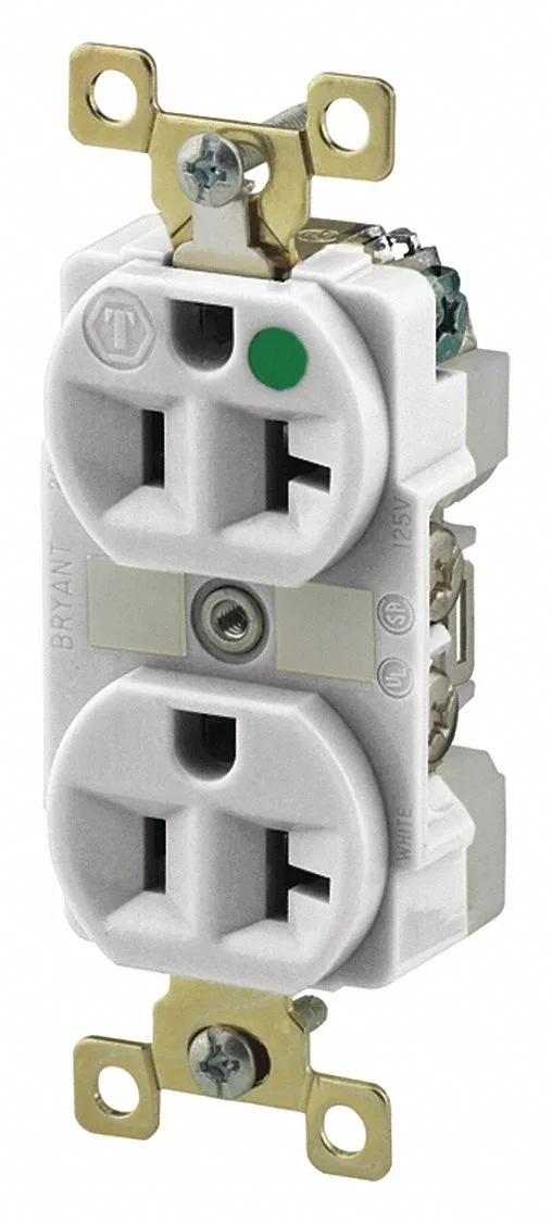 White duplex receptacle flush mounted composite housing