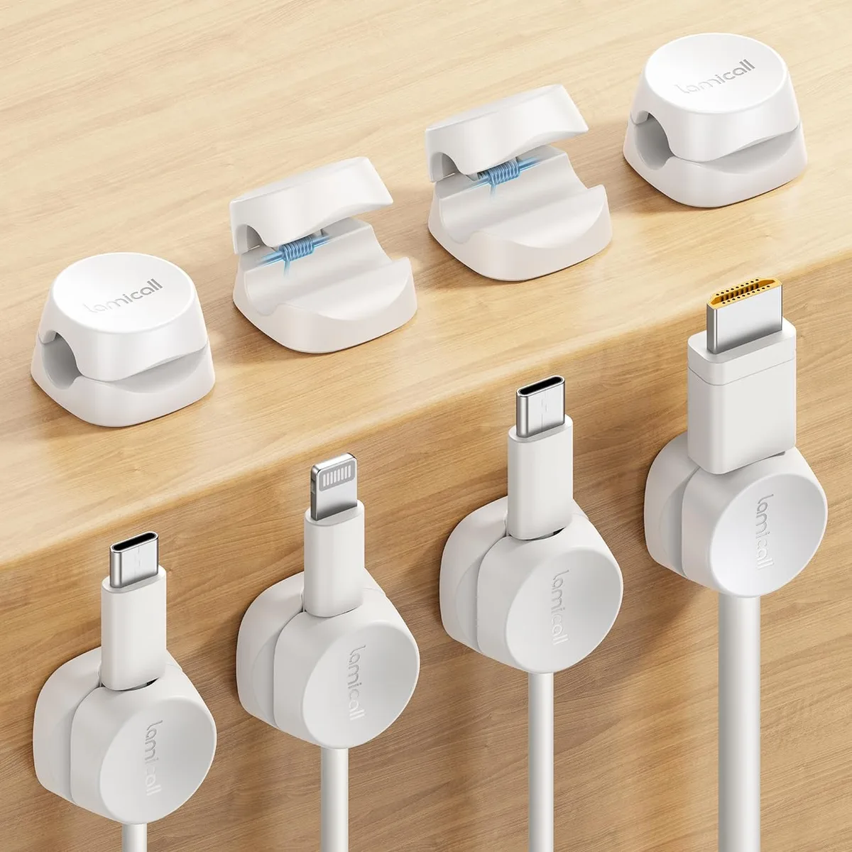  Lamicall STRK02-US-W-8-GM 8-pack cord organiser clips, white — product photo