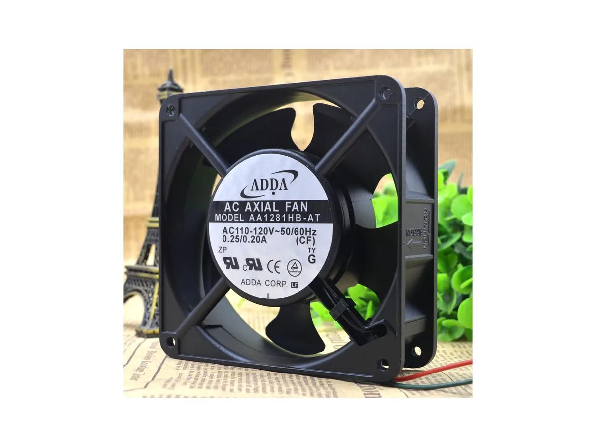 Square black frame cooling fan with wire leads