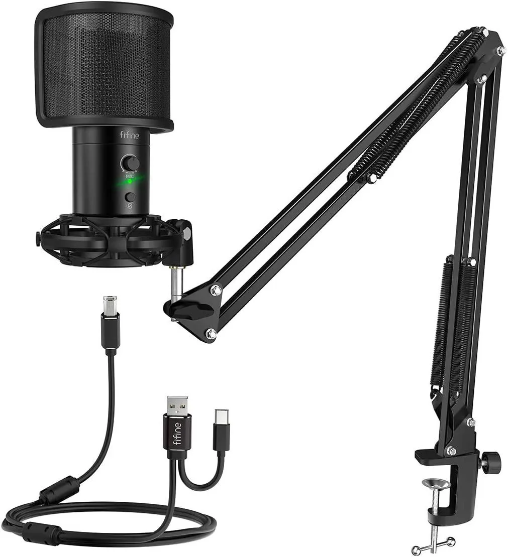 FIFINE FIFINE USB Gaming Streaming Microphone Kit with Arm Stand USB C &amp; A 6.6 ft Cable — product photo
