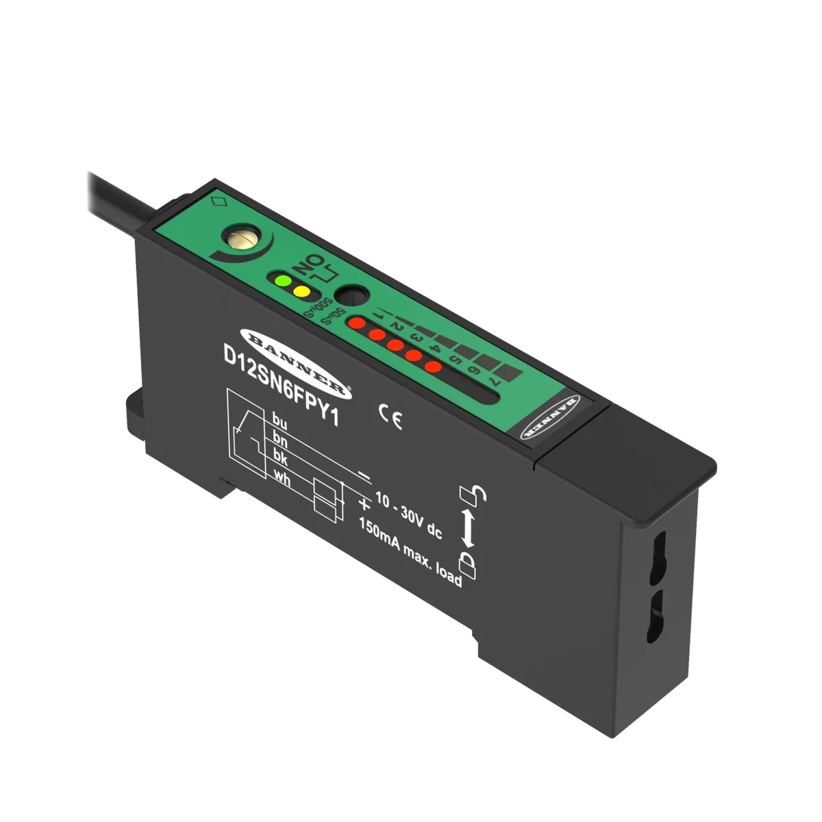 Banner Banner D12SN6FPY1 electrician tool 10-30 V dc NPN 2 m cable IP11 — product photo