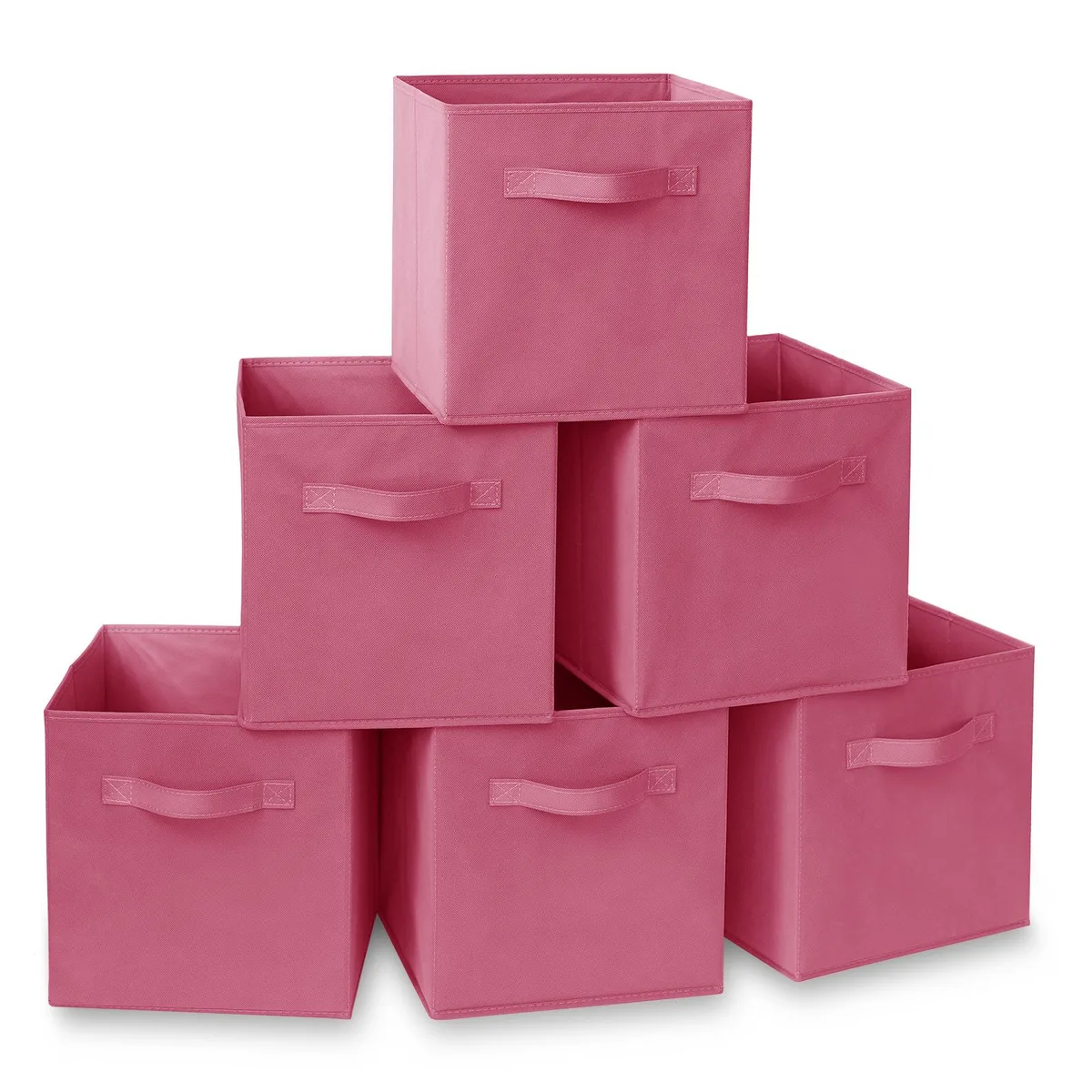 Casafield Casafield Set of 6 Collapsible Fabric Storage Bins, Cherry, 10.5" x 11 — product photo