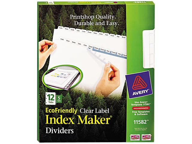 Avery Avery 11582 Index Dividers 5 Sets 12 Tabs White 8.50 x 11.00 accessory — product photo