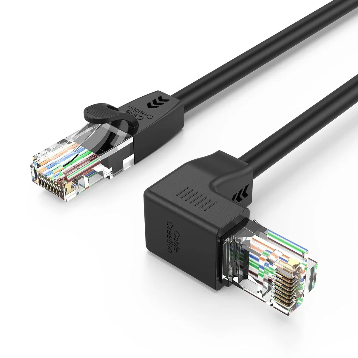 No Sew No Sew CAT6 network ethernet cable 10FT 90 degree upward angled RJ45 — product photo