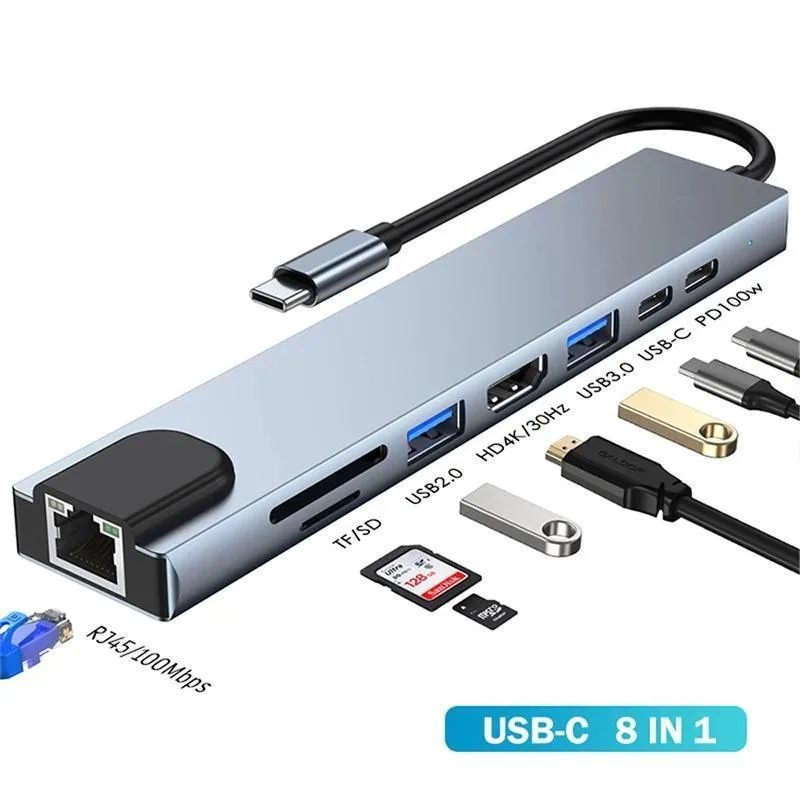 WRIARICH WRIARICH BYL-2017L 8-in-1 USB C Hub Gray — product photo