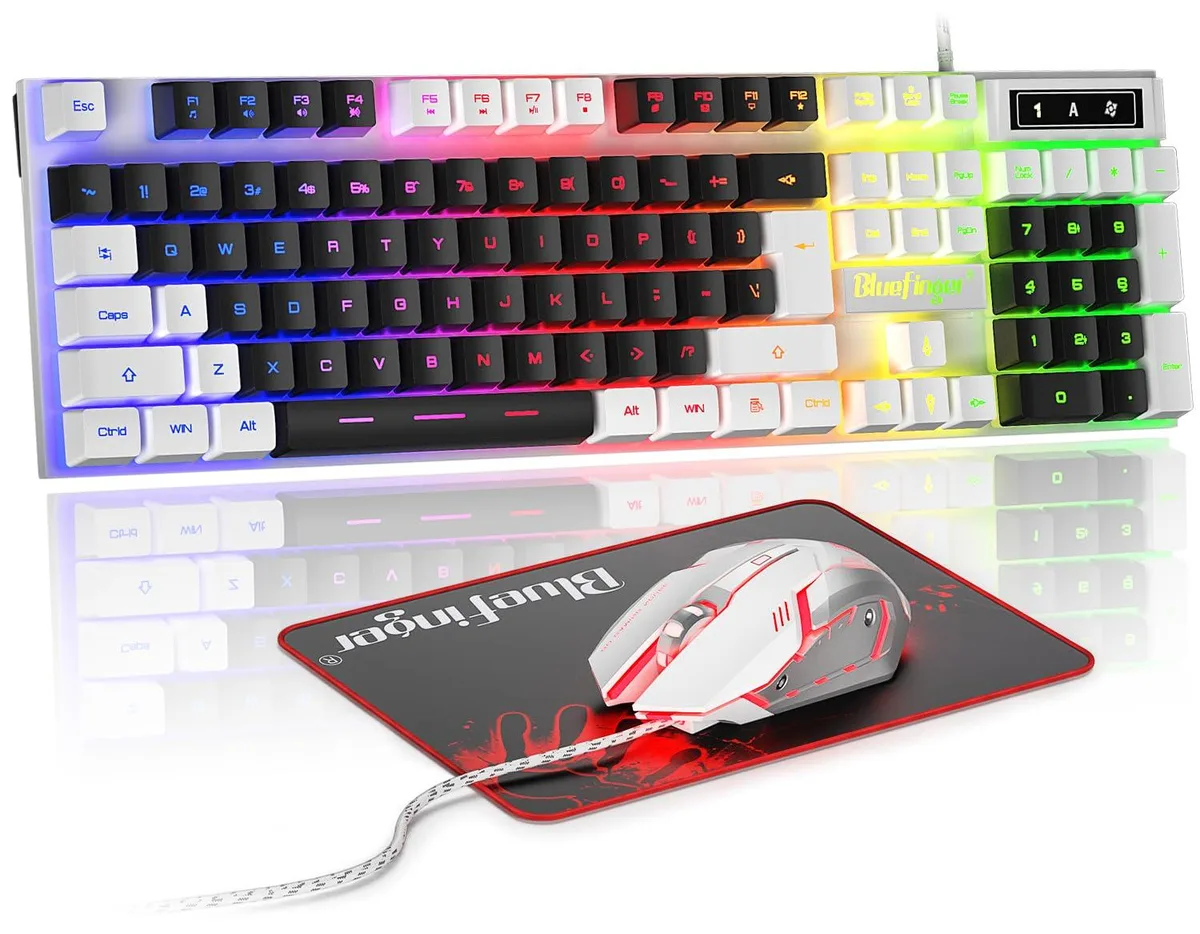 Redragon RGB Gaming Keyboard and Mouse Combo (White & Black) — product photo