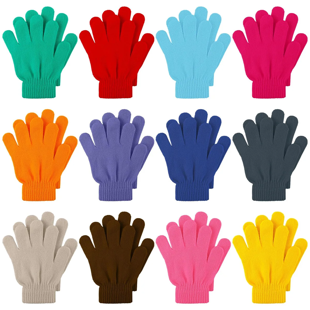 12 Pairs Kid's Winter Magic Gloves 6-12 Years — product photo