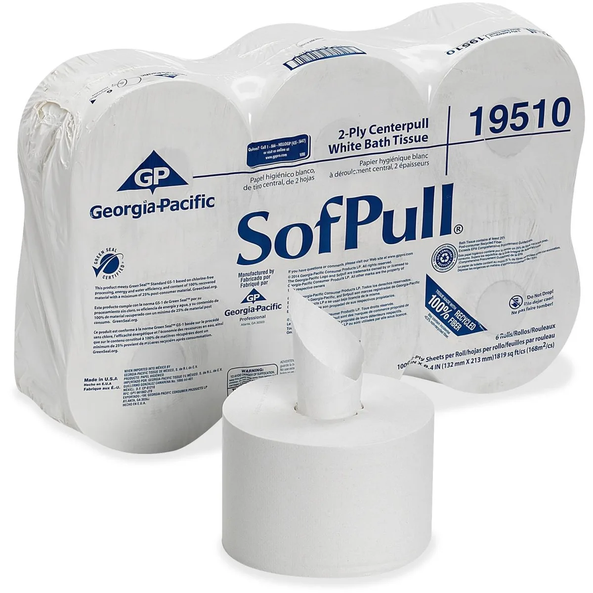 Georgia Pacific Georgia Pacific 19510 SofPull 2-ply Bath Tissue 6/Carton — product photo