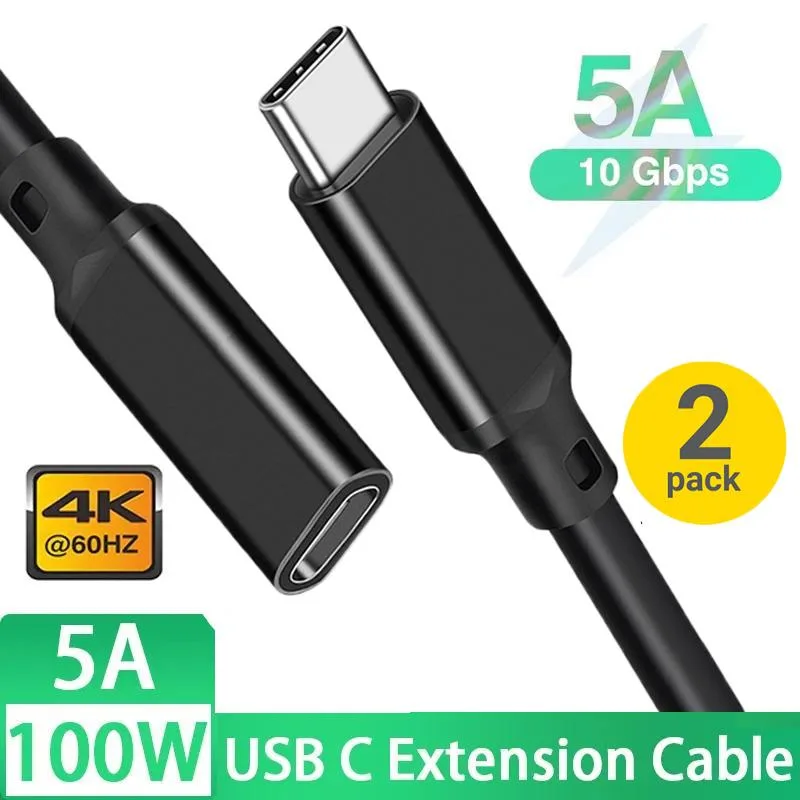 Jansicotek Jansicotek PQ106 USB C Extension Cable 2-Pack 3.3ft 100W 10Gbps 4K@60Hz — product photo