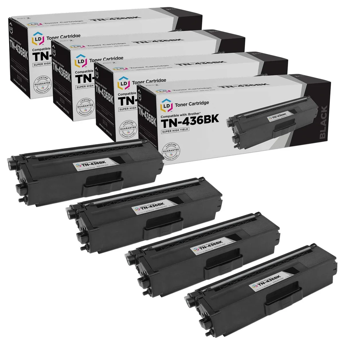 LD Products LD Products Compatible Toner Cartridge 4-Pack Black 6500 Pages TN-436 TN433 TN431 — product photo