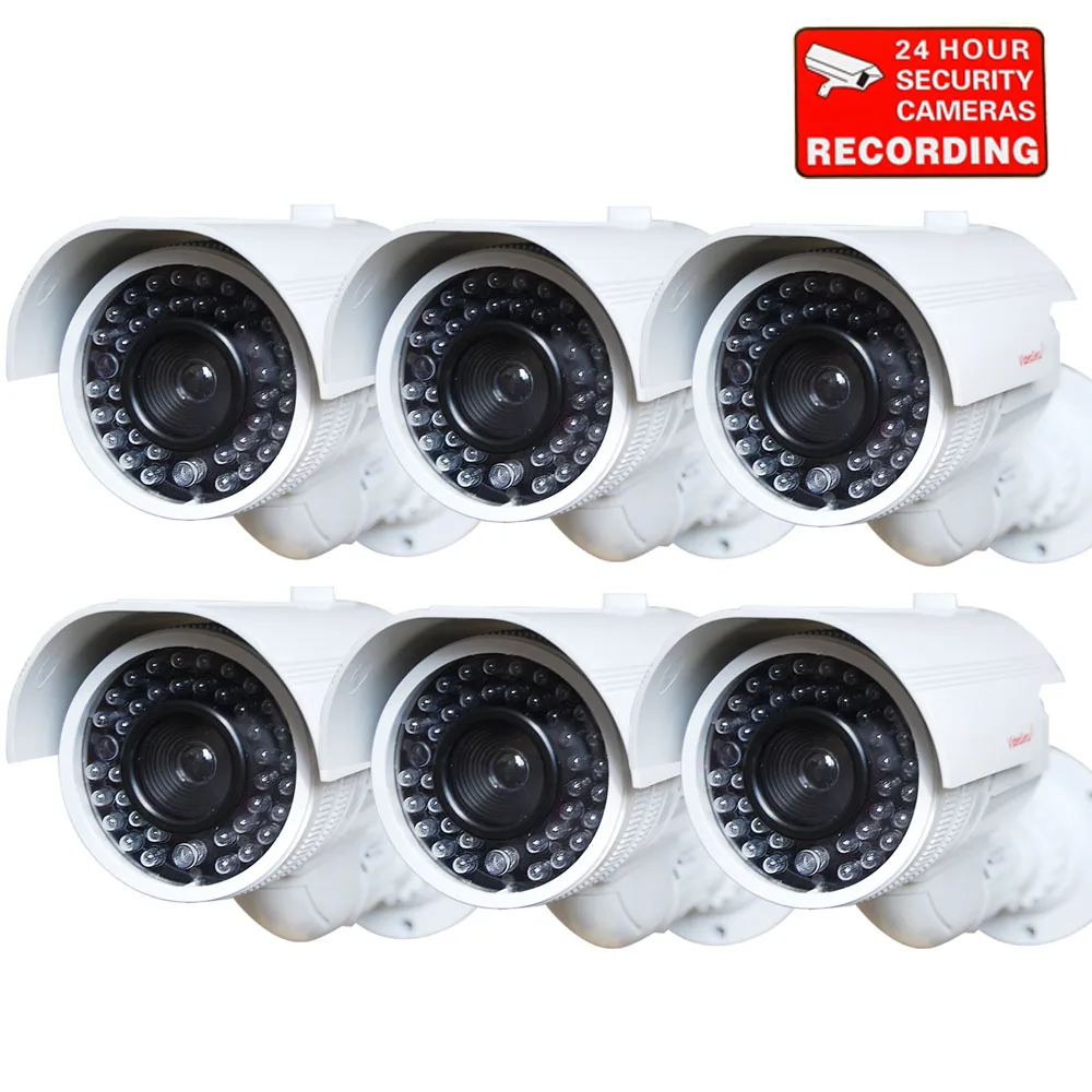 VideoSecu VideoSecu DMYIRV2K6 6 Pack Dummy Bullet CCTV Camera White — product photo