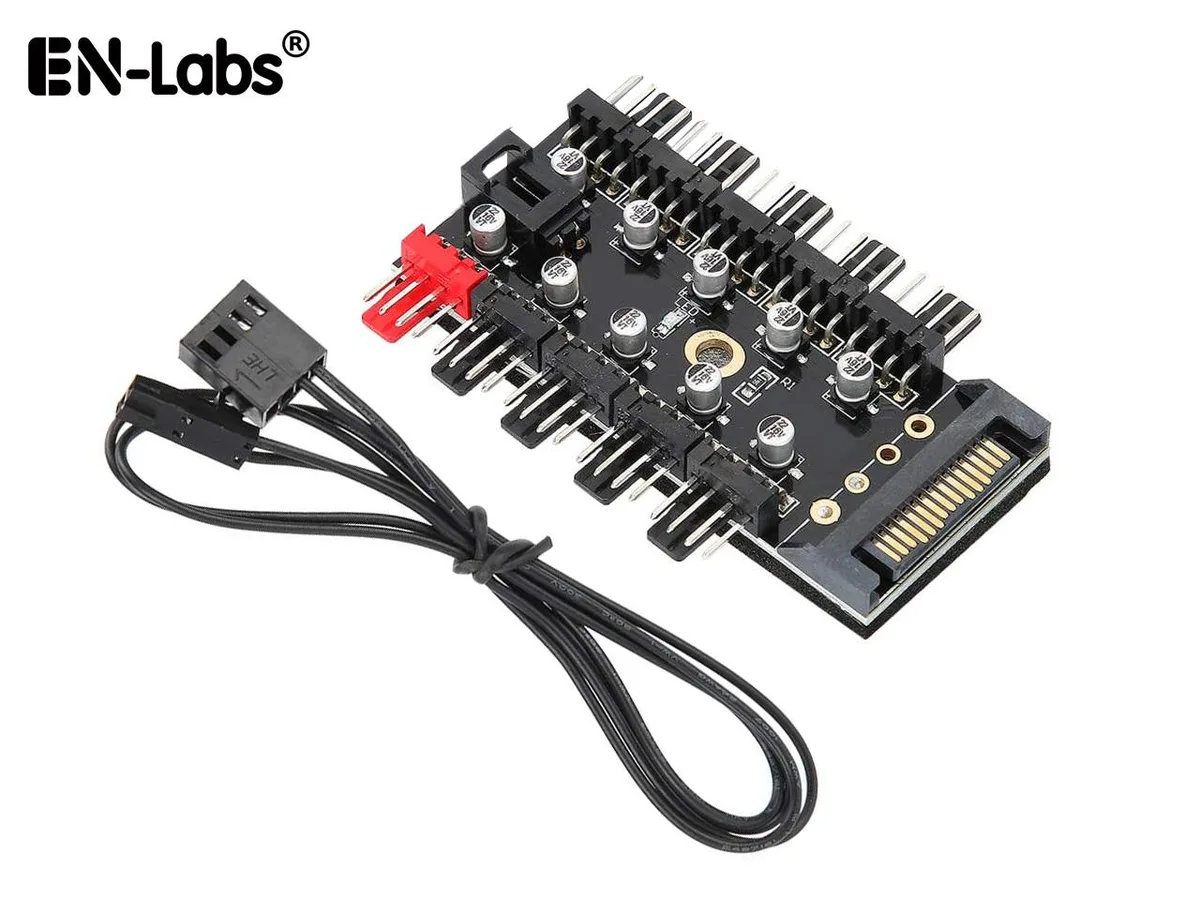 EN-Labs EN-Labs PWMHUB10S 10 Port 4-Pin PWM Fan Hub SATA Splitter — product photo