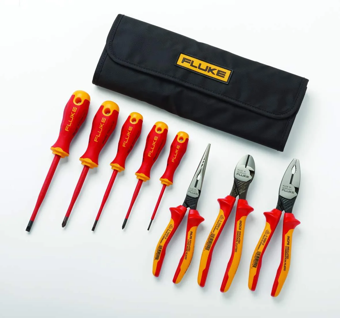 Fluke insulated 8-piece hand-tool kit in roll-up pouch, 1000V rated