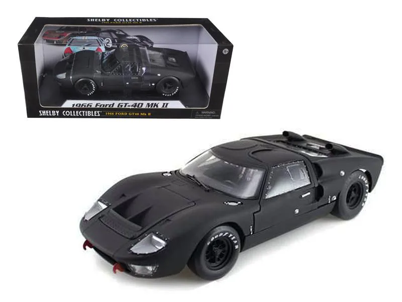 Shelby Collectibles Shelby Collectibles 1966 Ford GT-40 MK 2 Matt Black 1/18 Diecast Vehicle — product photo