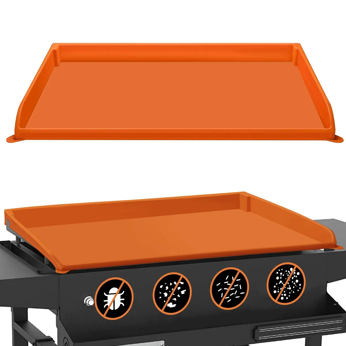  NancyL 0519 22 in Orange Silicone Griddle Cover grill accessory — product photo