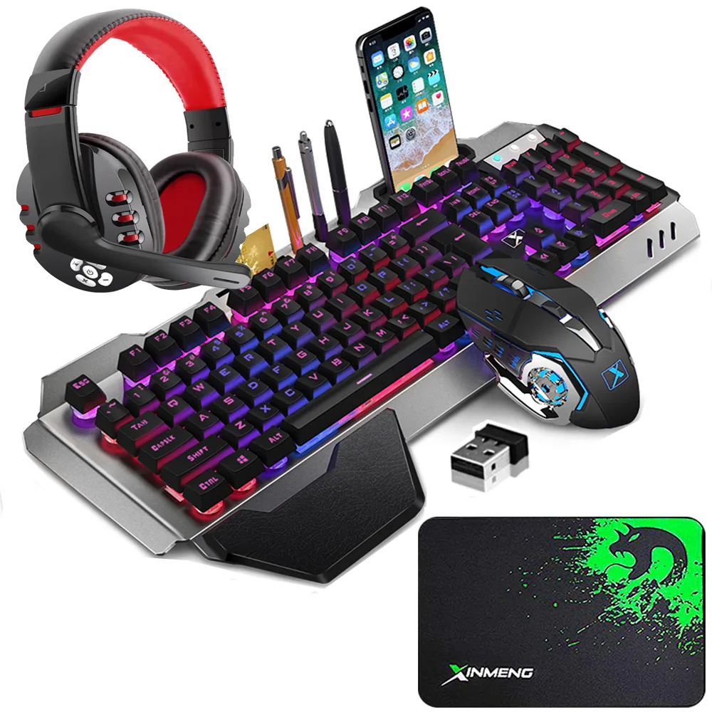 Dongguan Li Hao Hardware Tech Co., Ltd Dongguan Li Hao Hardware Tech Co., Ltd Wireless Gaming Keyboard Mouse Bluetooth Headset Kit 104 Key RGB Black — product photo