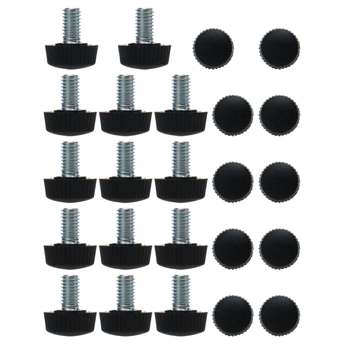 24 adjustable M6 leveling feet with plastic bases