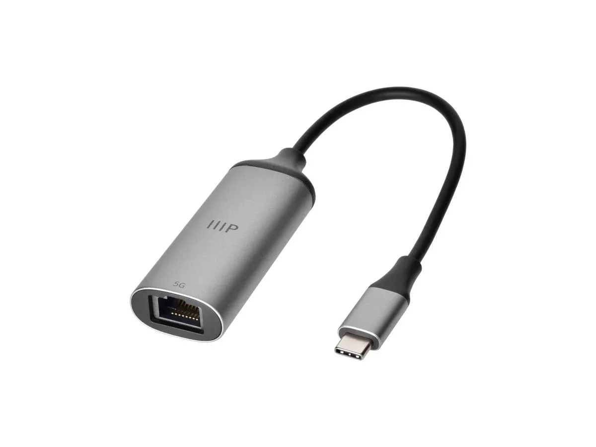 Monoprice Inc. Monoprice 146981 USB-C to 5Gbps Ethernet Adapter Silver — product photo