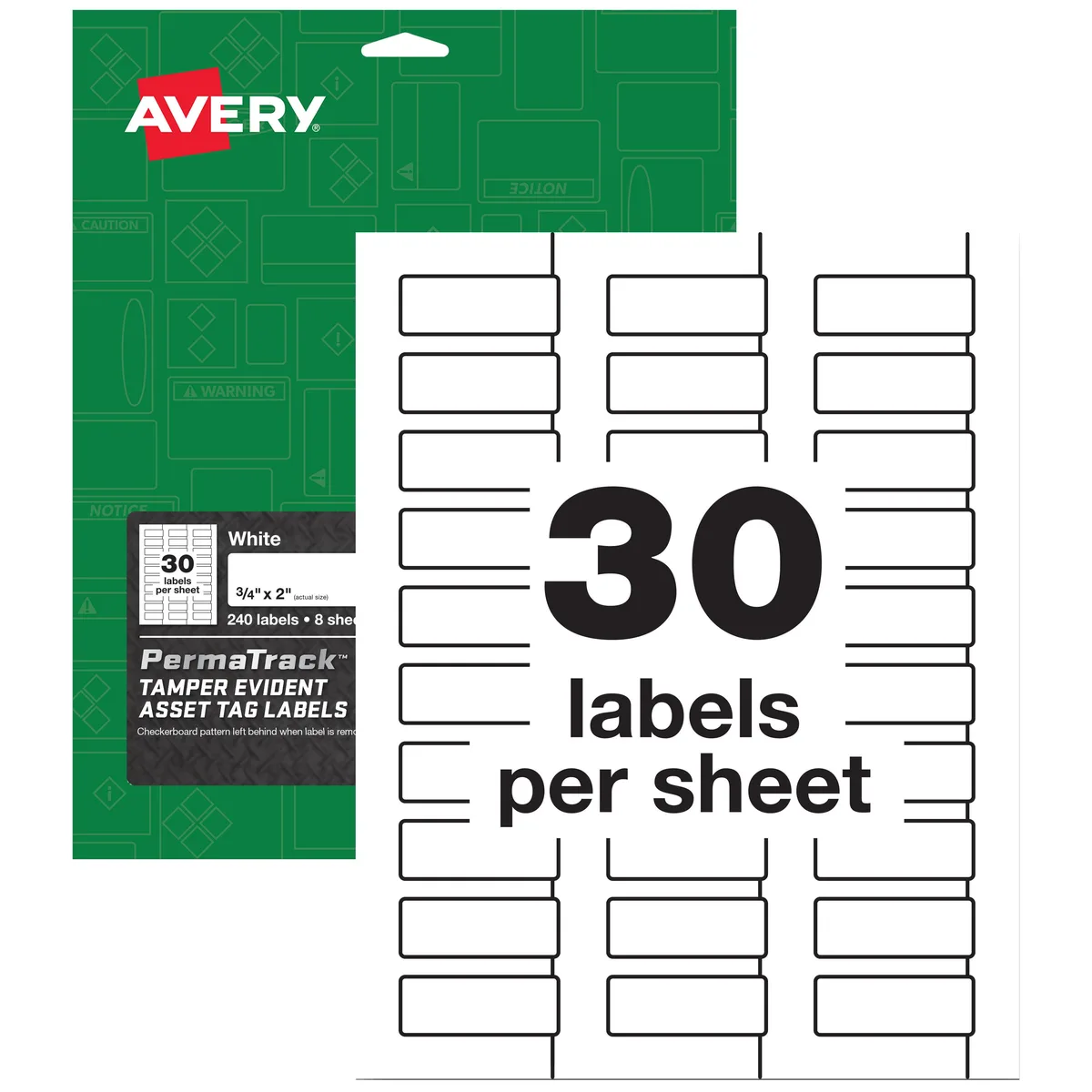 Avery Avery 60530 Tamper-Evident Asset Tag Labels 0.75 x 2 in 240 pk — product photo
