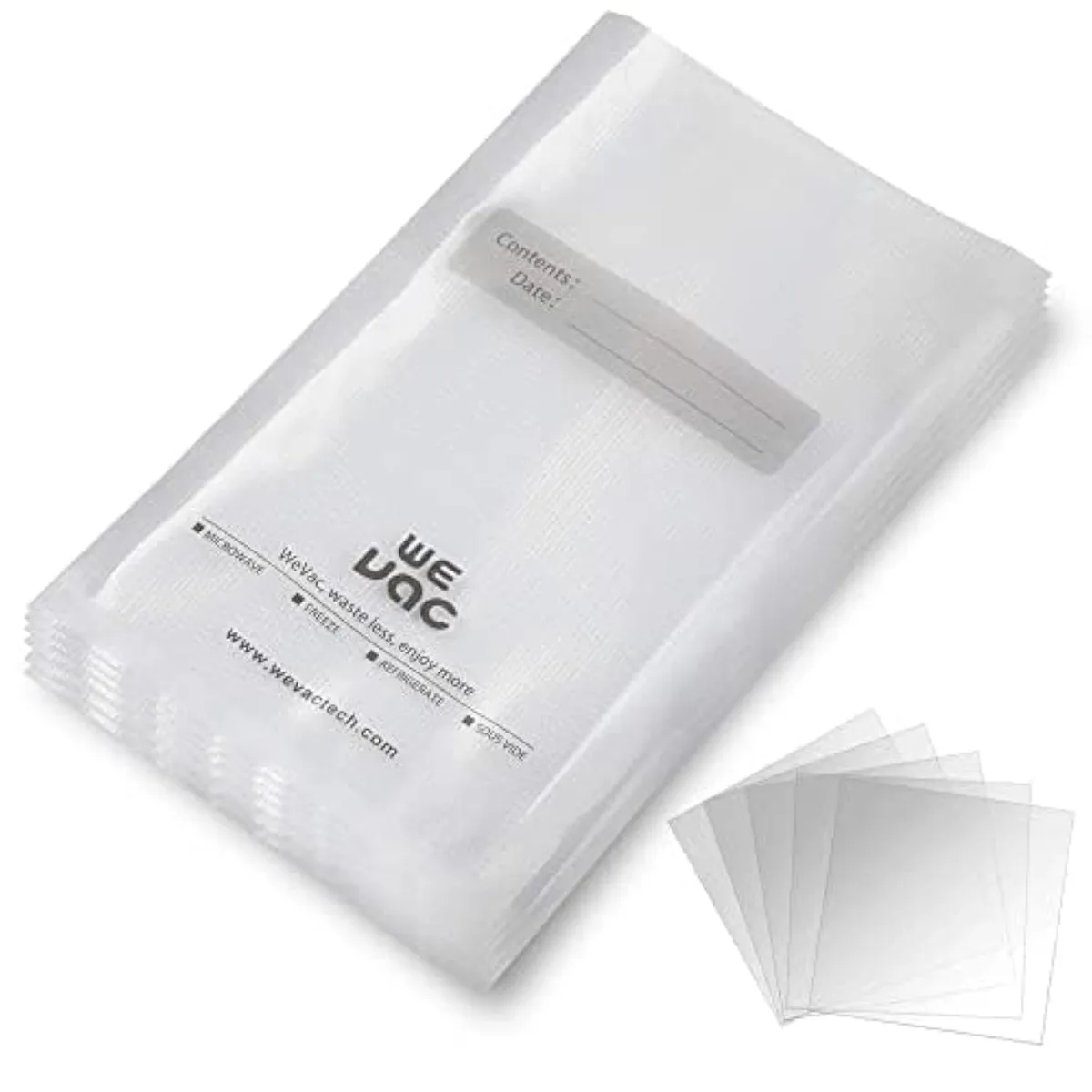 Clear plastic vacuum sealer bags, 100 count, 8 by 12 inches, embossed channels