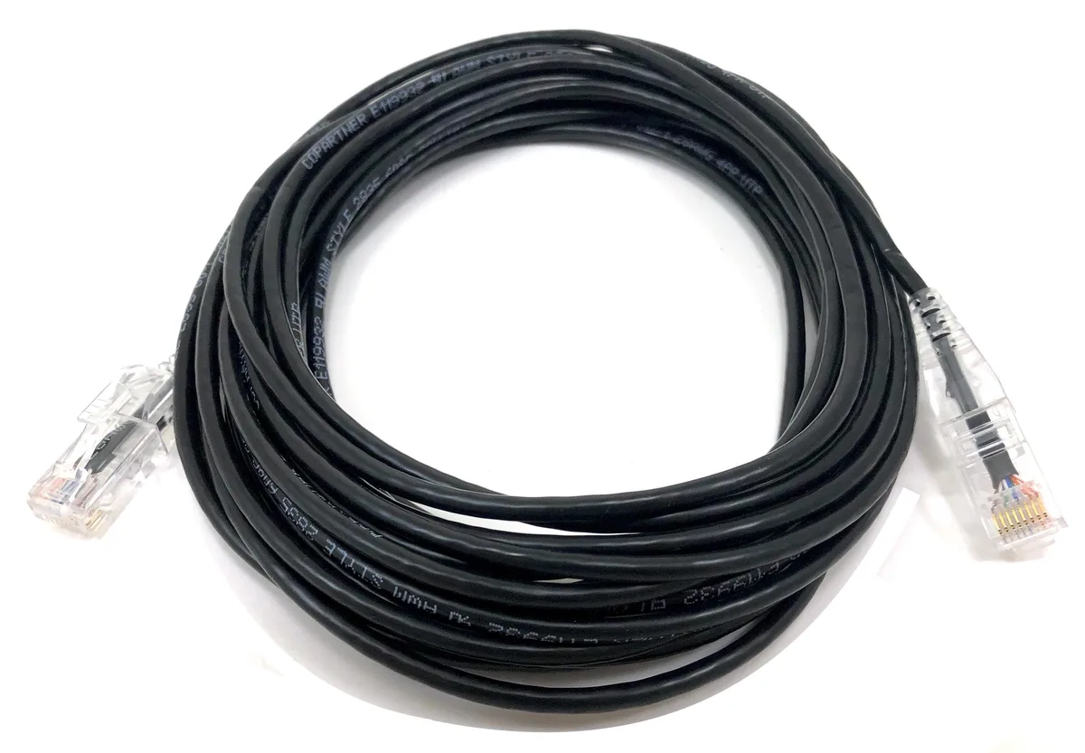 Micro Connectors Micro Connectors 25 ft Ultra Slim CAT 6 28AWG Black network ethernet cable — product photo