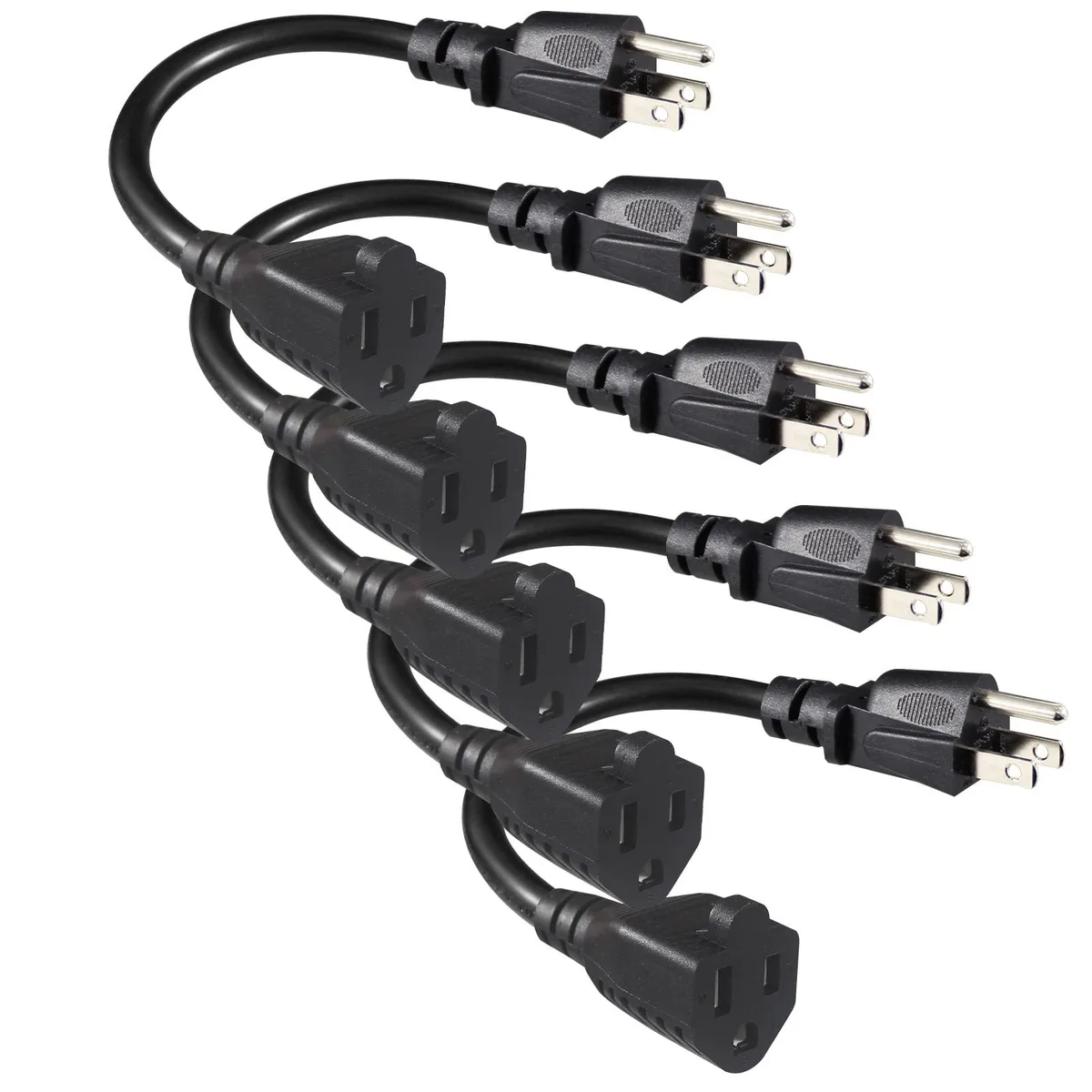  SPARKING 5-Pack 6-Inch 16AWG 13A Power Extension Cord — product photo