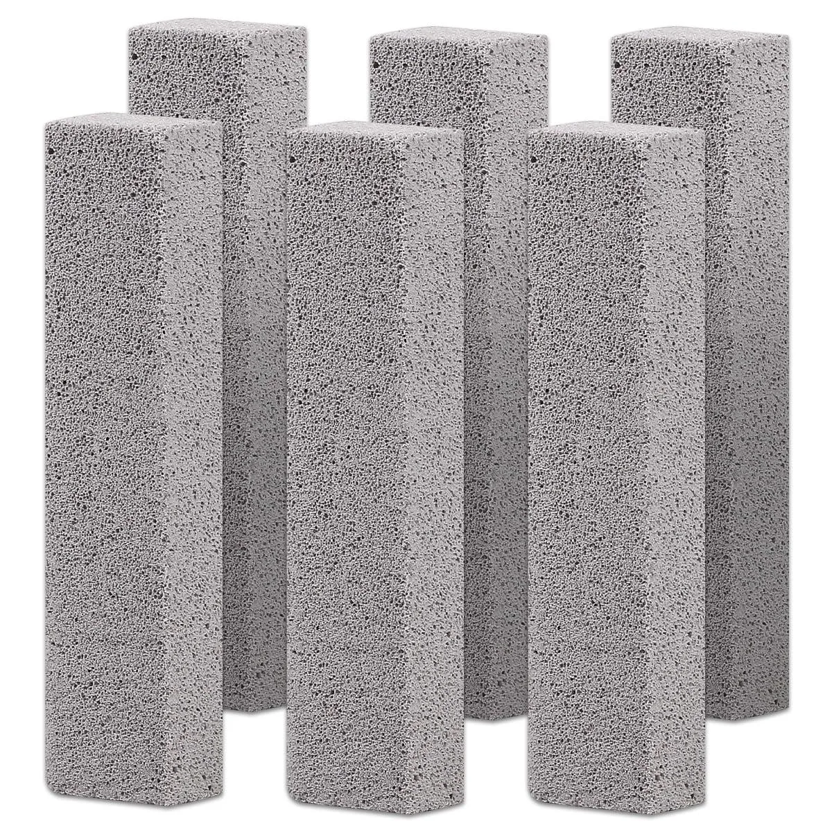 Six grey pumice cleaning blocks, each 5.9 by 1.4 by .9 inches