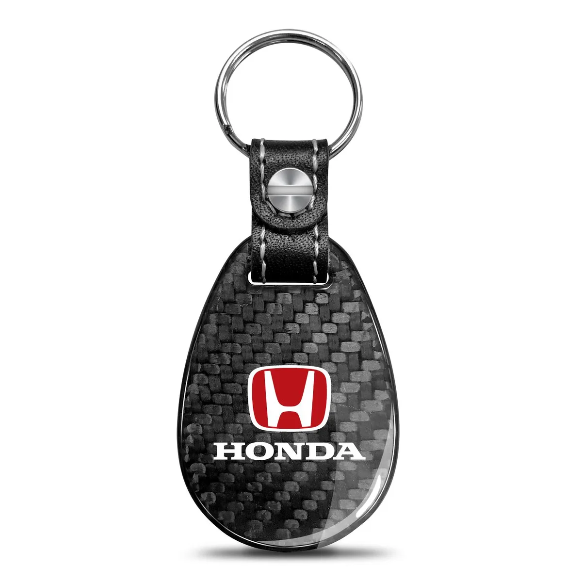 iPick Image, LLC iPick Image, LLC Honda Logo Red Carbon Fiber Leather Strap Key Chain — product photo