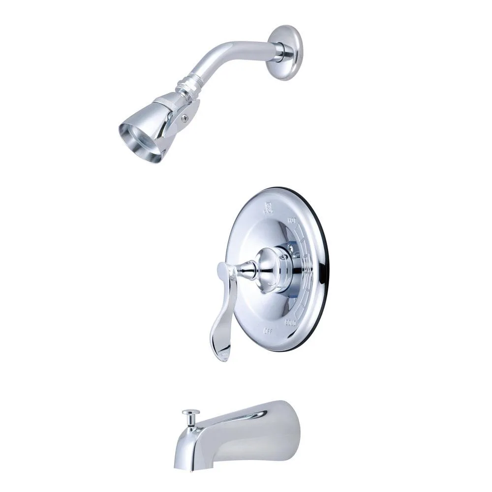 Polished chrome tub and shower faucet with cross handles
