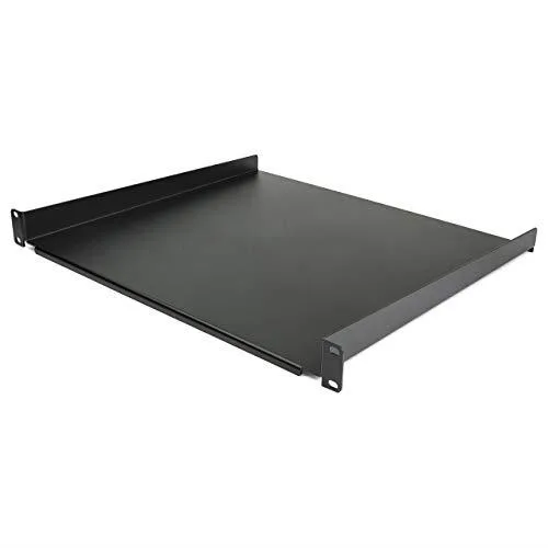 Black metal 1U cantilever shelf for 19-inch rack, 16-inch depth
