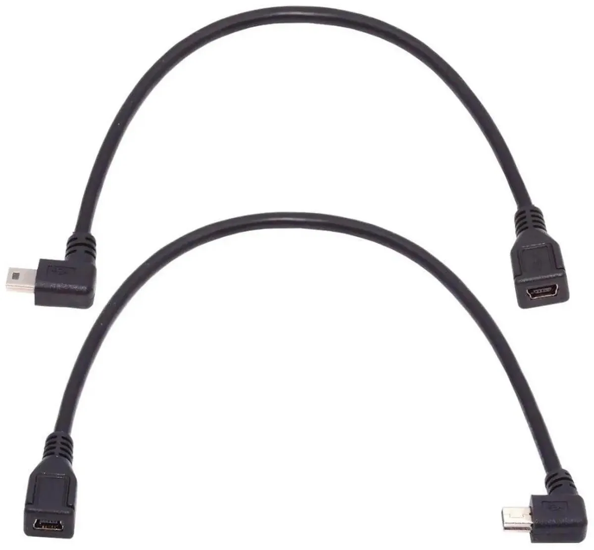 SMUGDESK SMUGDESK 2 Pack 0.3M 90 Degree Mini USB 5Pin Male to Female Extension Cable — product photo